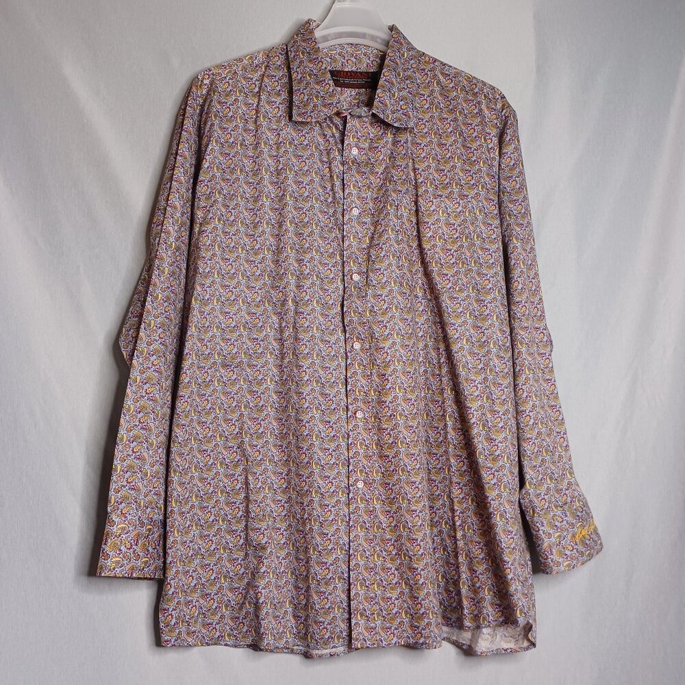 Giovani Shirt Mens 56" Chest Multicolor Paisley Print Button-Down Long Sleeve